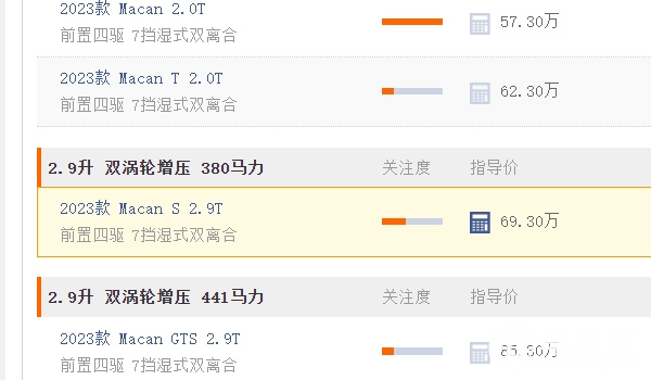 保時(shí)捷30萬(wàn)一50萬(wàn)車型SUV 沒(méi)有30-50萬(wàn)的suv（起步Macan售價(jià)57.30萬(wàn)）
